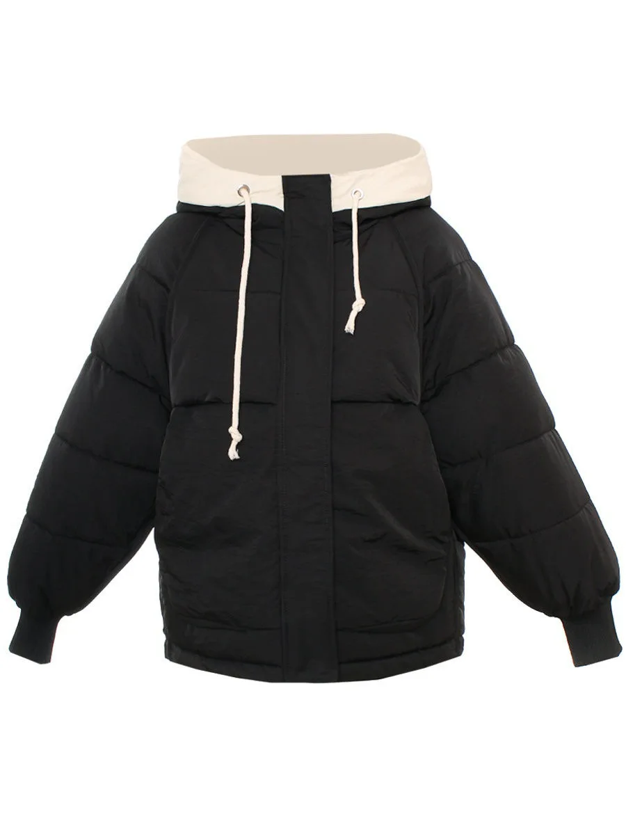 FORERUN, зимняя женская куртка, плюс размер, 3XL, меховое пальто с капюшоном, женская, 8 цветов, однотонная, Повседневная парка, утепленные куртки, Winterjas Dames - Цвет: black jacket