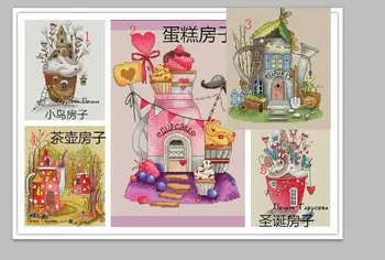 

Top HH Mouse avatar Counted Cross Stitch Kit Cross stitch RS cotton with cross stitch Teapot cake garden Christmas bird