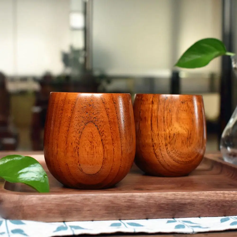 Tea cup 180ml Home Japanese Style Natural Wood Tea Cups Water Cup Wood Round Tea Cups Green Natural Pure Handmade Yerba Mate Cup Mug