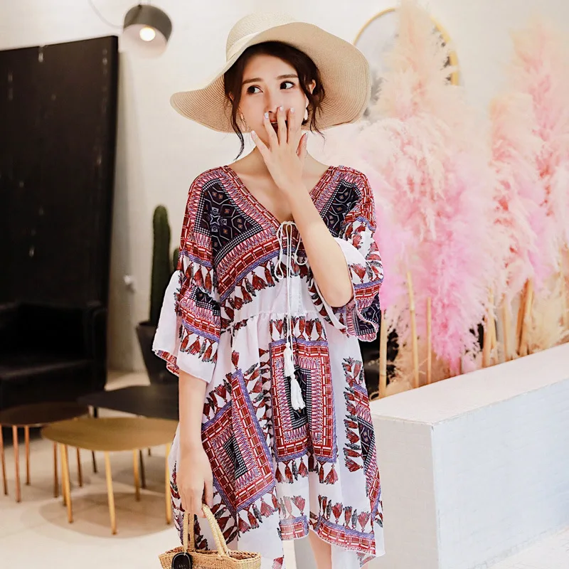 

2019 New Style Bathing Suit Women's Korean-style Three-piece Set Conservative Belly Covering Slimming Large Size Fat Mm Ethnic-S