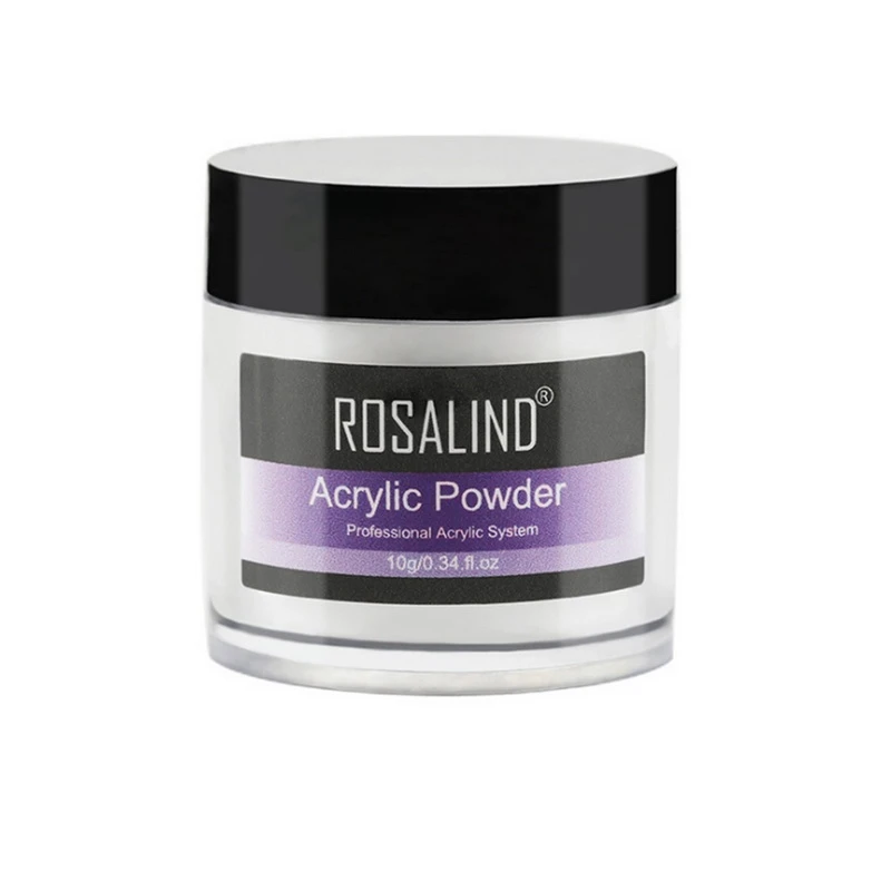 ROSALIND 3D 10 г акриловая пудра для рисования, Кристальные кончики для дизайна ногтей, прозрачный акриловый порошок для маникюра - Цвет: White