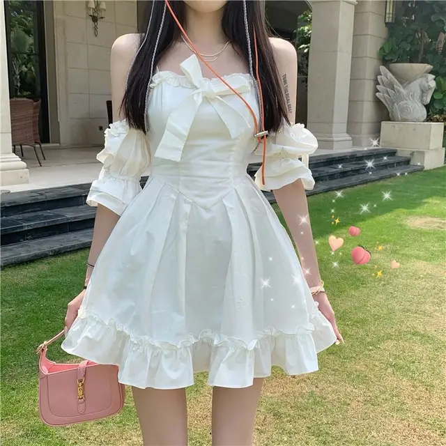 Korean Style Dress Solid Color, Dress High Waist Korean