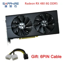 Видеокарты SAPPHIRE Radeon AMD RX480 8 Гб видеокарта AMD Gaming PC видеокарта RX480 GPU 256bit 8 ГБ GDDR5 настольная игровая Карта Б/у