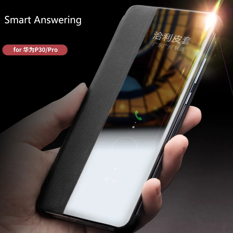 

Genuine Leather Smart Flip Case For Huawei P30 Pro P30 Case View Smart Answering Shockproof Full Cover For Huawei P30 Pro Shell