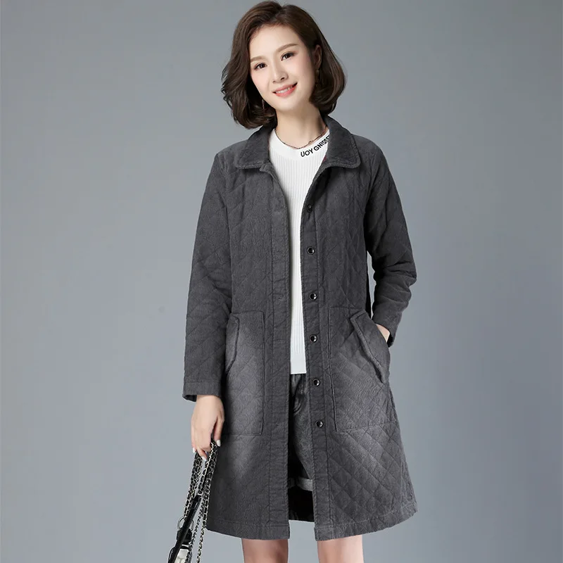 

WOMEN'S Dress Solid Color Commuting Single Breasted Cotton Convention Long Sleeve Mid-length Straight-Cut Coffee Casual Versatil