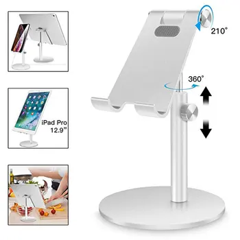

Metal Desktop Tablet Mount Bracket Telescopic Adjustable Angle Cellphone Stand Holder for Home Office