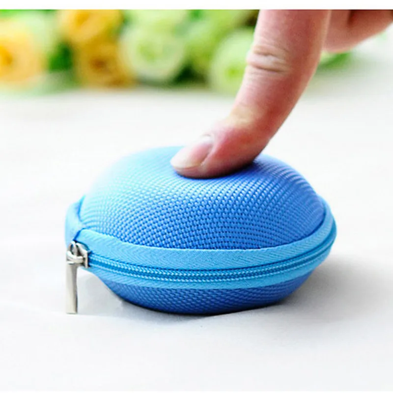 

Zipper Portable Earphone Storage Bag Headphone SD Card Storage Box Carrying Pouch Round Case Women Coin Purses Wallet