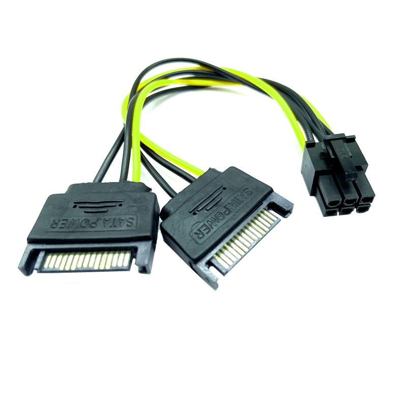 SATA Dual 15Pin M to PCI-e 6 Pin F Power Supply Cable - 6pin to SATA Y Splitter Adapter Description Image.This Product Can Be Found With The Tag Names Automotive, Beauty Health, Computers Electronics, Fashion, Home Garden, Online shopping, Phones Accessories, Toys Sports, Weddings Events