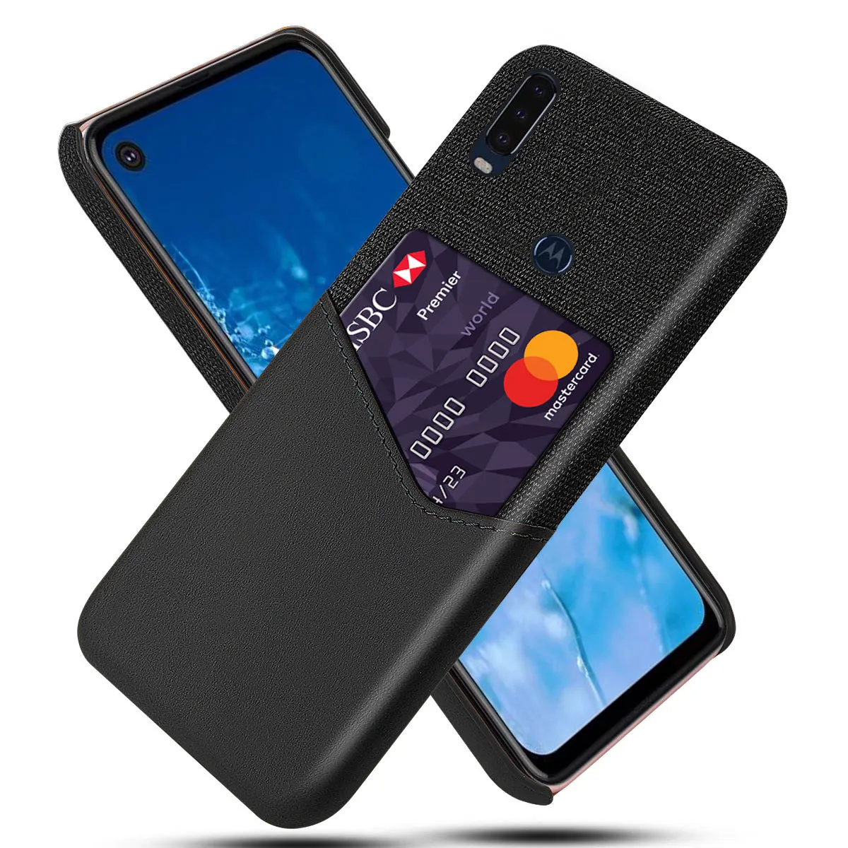 DCK роскошный кожаный жесткий тканевый защитный чехол для телефона MOTO One P30 Play P30 Note P40 power Z2 Z3 Z4 Play - Цвет: Черный