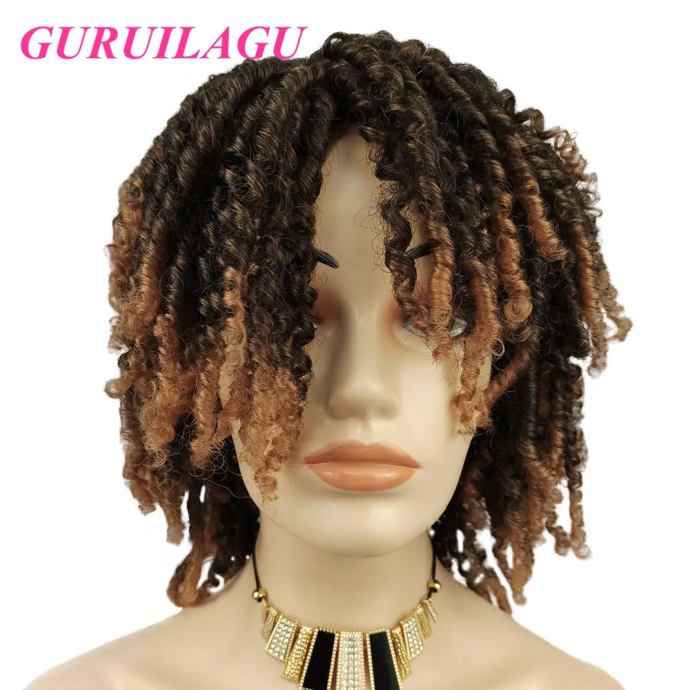 GURUILAGU Dreadlock pelo Peluca de pelo pelucas de pelo sintético para las mujeres negras de alta temperatura de fibra Africana trenzado pelucas 5 colores