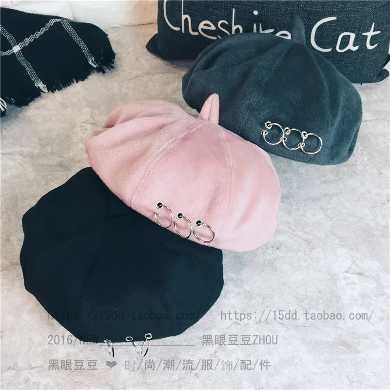 Берет, корейский стиль, стиль, Ulzzang, Крутое кольцо, художница, кепка, железный обруч, береты для женщин, Осень-зима, ретро, британский, корейский стиль