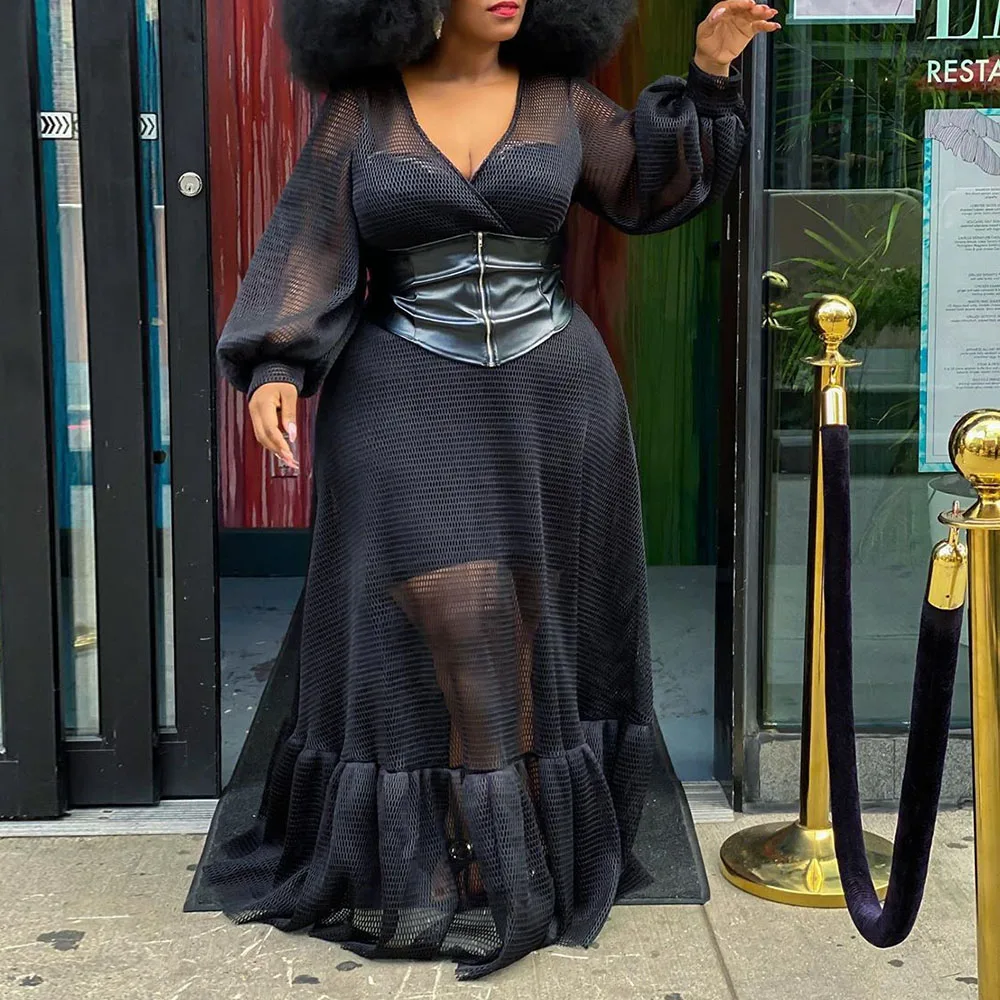 Sexy Plus Size Black Women Dress 2022 ...