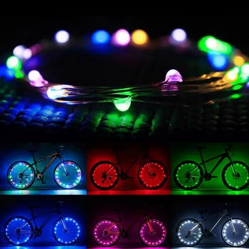 

LED Bike Wheel Wire String Light Valve Lamp Waterproof Tire Safety Light Lighting Colorful Bicycle Decorate