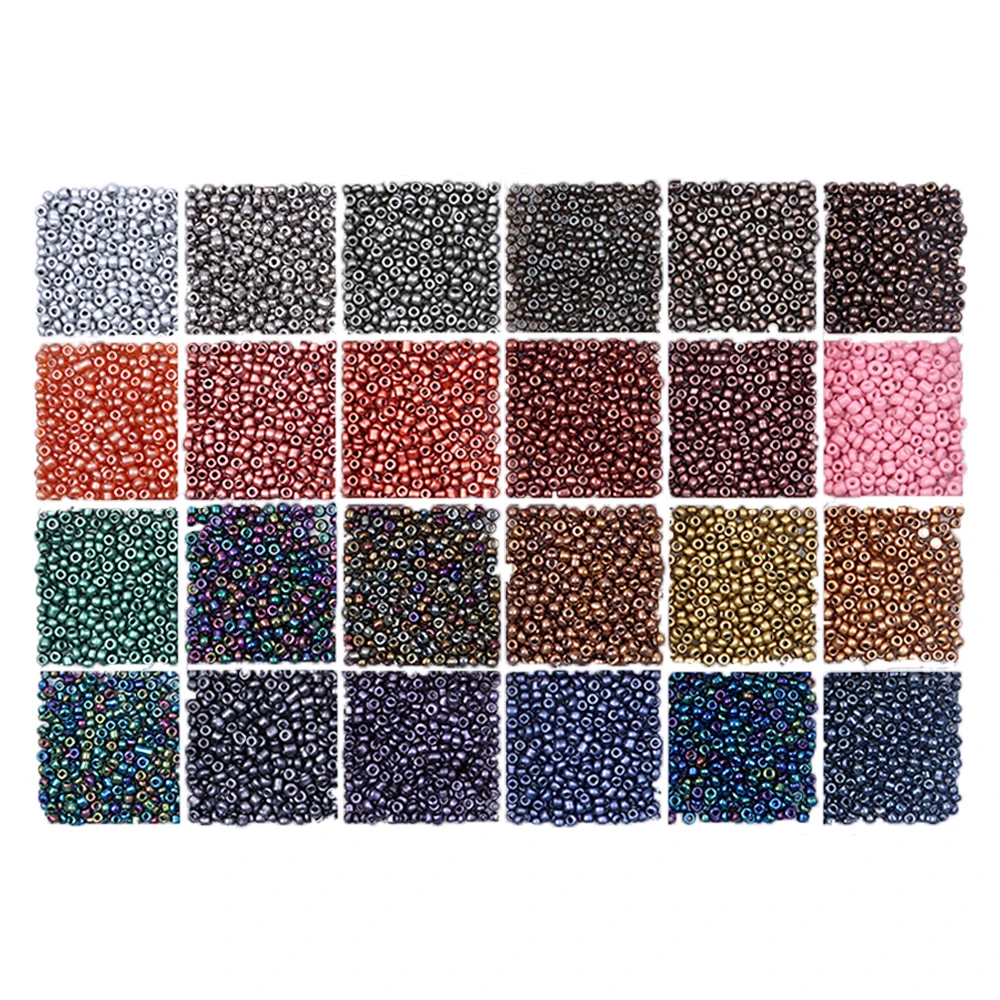 24 Colors Glass Seed Beads Kit 2mm Matte Small Czech Pony Bulk For DIY Craft Bracelet Necklace Earrings Jewelry Making | Украшения и