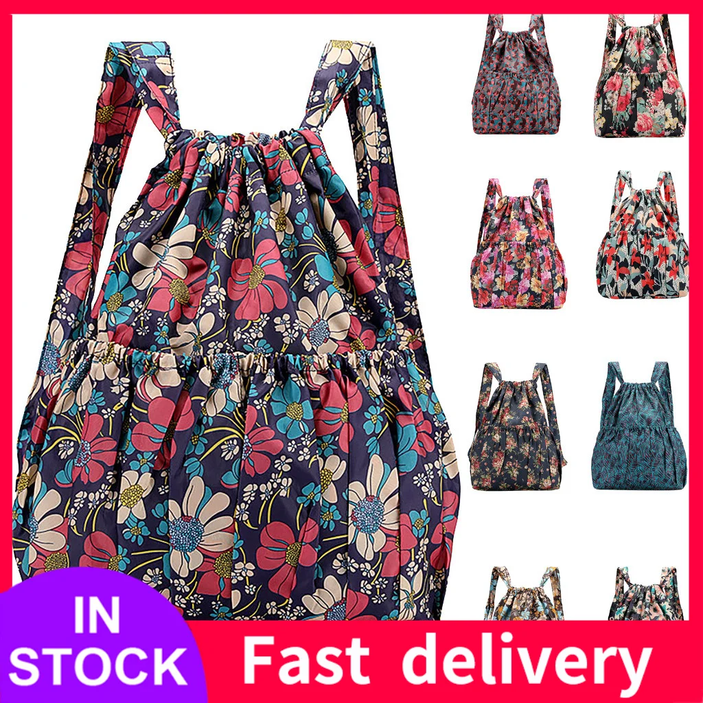 Mochila de tela con cordón para mujer, morral bohemio, bohemio, Floral, Azteca, Ibiza Tribal, étnico, Ibiza, marrón
