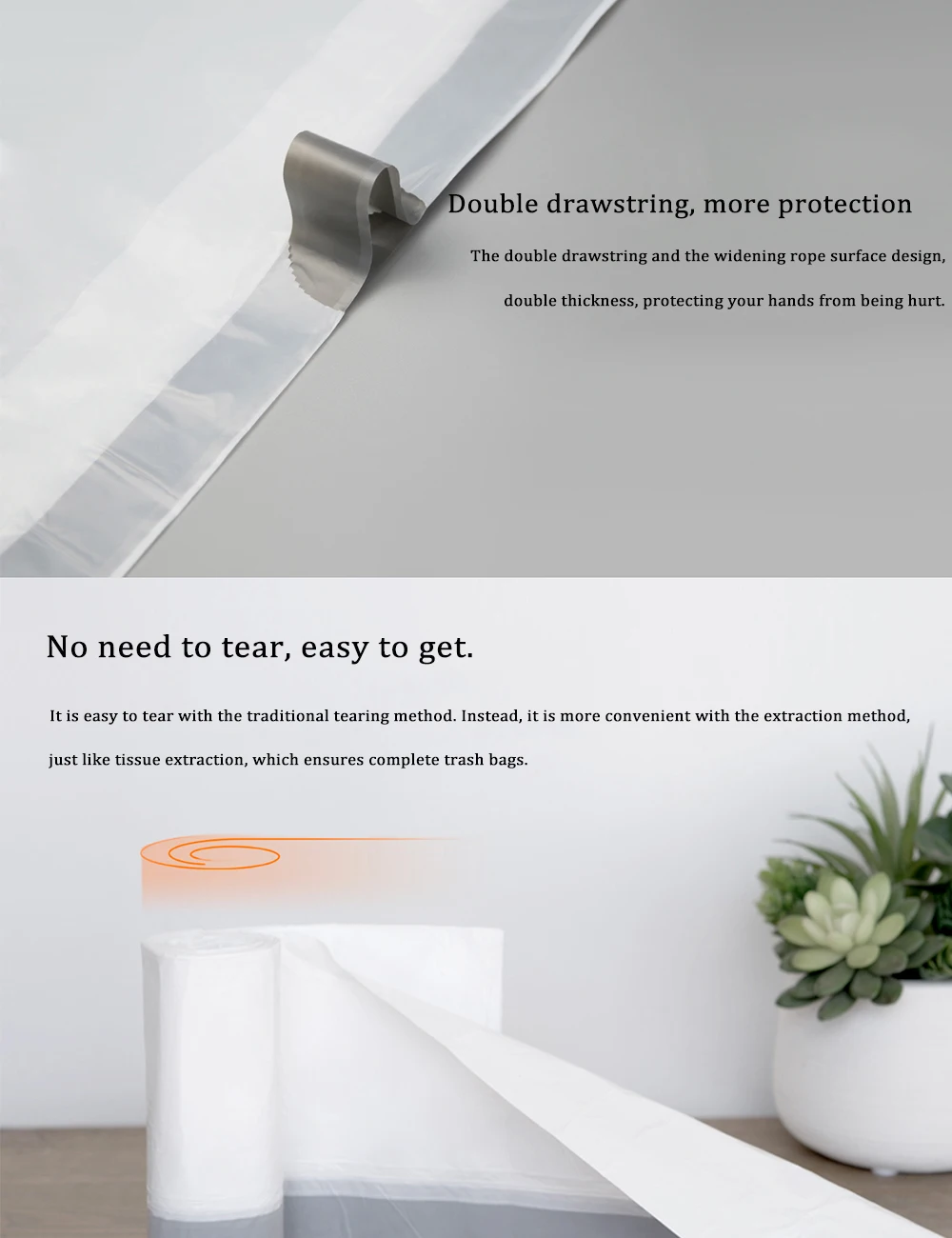60 шт. Xiaomi MIJOY мешок для мусора на шнурке, крепкий уплотненный пластиковый мешок, мешок для мусора на шнурке, мешок для мусора для кухни и спальни
