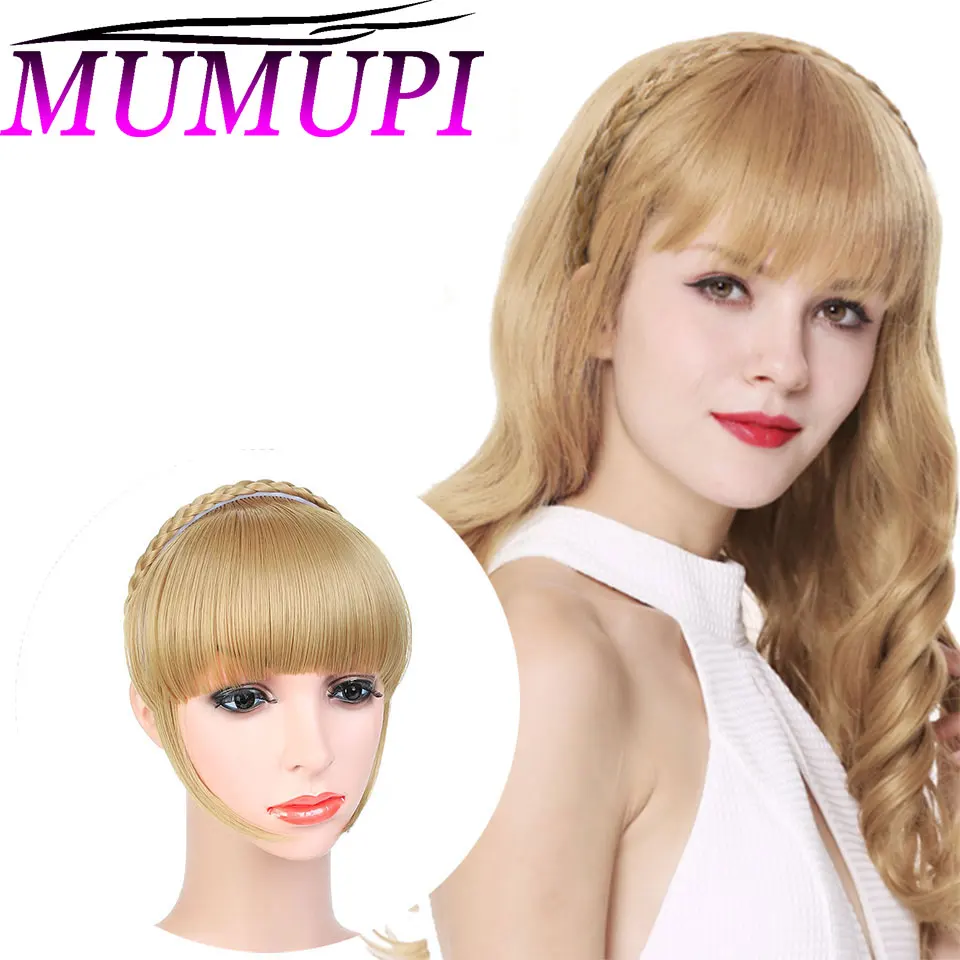 

MUMUPI secrert fringe wig bang Clip In blond Bang band fake hair pieces Front extension Neat for Women girl fake synthetic hair