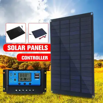 

20W 12V 18V Solar Panel with battery Clip+10/20/30/50A Solar Car Charger Controller Solar Cells for Outdoor Camping Hiking