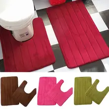 2 шт сплошной цвет ванная комната нескользящий Туалет ковер комплект напольных ковриков домашний декор