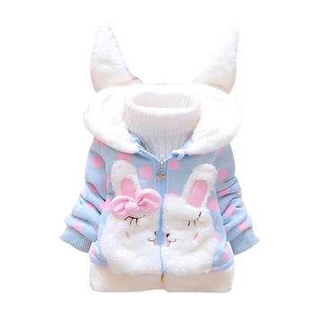 

Autumn Baby Down Jacket Outerwear Rabbit Cartoon Print Casual Ear Hoodie Thicken Jacket Boys Girl Outfits Style Coat Shirts m