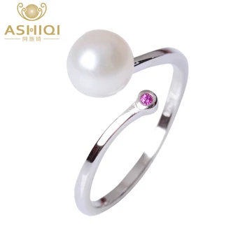 

ASHIQI Perfectly Round Natural Real Freshwater pearl Rings 925 Sterling Silver rings for women gift jewelry wholesale