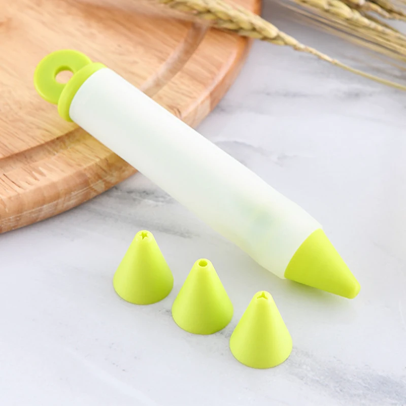 Pastry Icing Pen Chocolate Decorating Syringe With 4 Nozzles Silicone Plate Paint Pen Cake Cookie Ice Cream Decorating Pens Tool