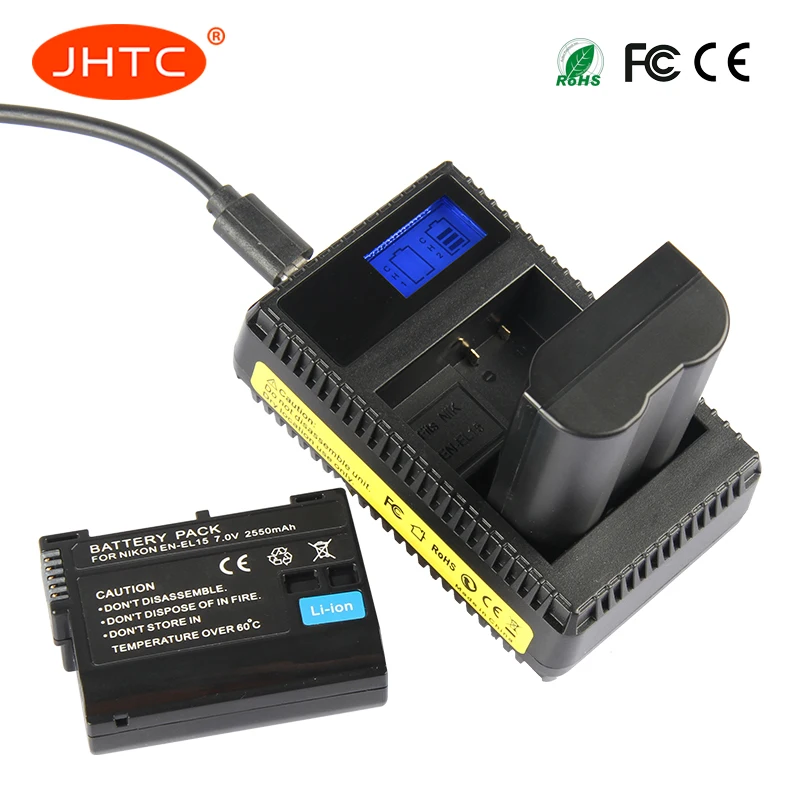 JHTC EN EL15 ENEL15 EL15A батарея или LCD двойное зарядное устройство USB для Nikon D850 D810 D800 D750 D7500