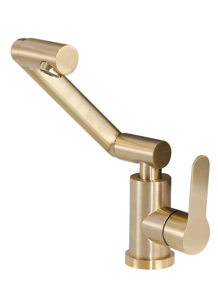 

Смеситель для раковины золотистый из нержавеющей стали, смесители для горячей и холодной воды для ванной комнаты, смеситель с креплением на раковину и поворотом на 360 градусов, в нордическом стиле, золотистый, черный