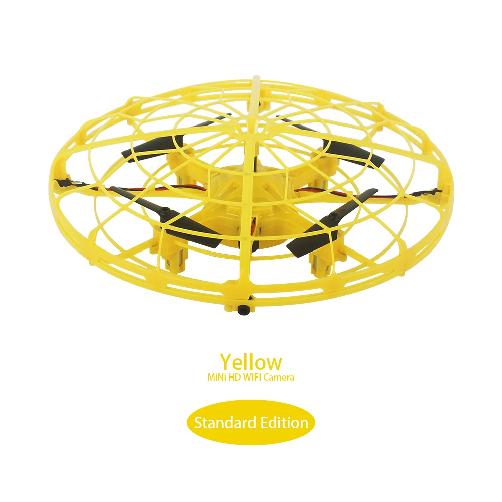 Yellow Standard UFO Дрон с камерой Часы Интеллектуальный индукционный Радиоуправляемый квадрокоптер высота держать Прохладный светодиодный самолет дети плавающие интерактивные игрушки - Цвет: Yellow Standard