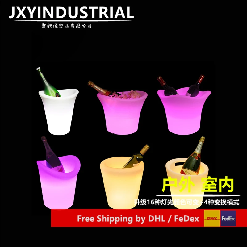 ^*Best Offers Integral Molding LED Ice Bucket Charging Smart Remote Control Brightness/16 Gradual Colors Changing Champagne Wine Cooler/Holder