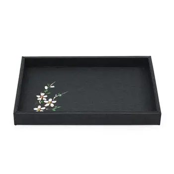 

Hot 2020 Black Freehand Sketching Jewelry Tray Showcase Display Stackable Necklace Bracelet Ring Display Empty Plate