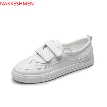 

NAKKESHMEN-Casual Women's White Shoes 2020 Spring New Shoes Women's Hook and Loop Flat Women's Shoes Fashion Women's Shoes