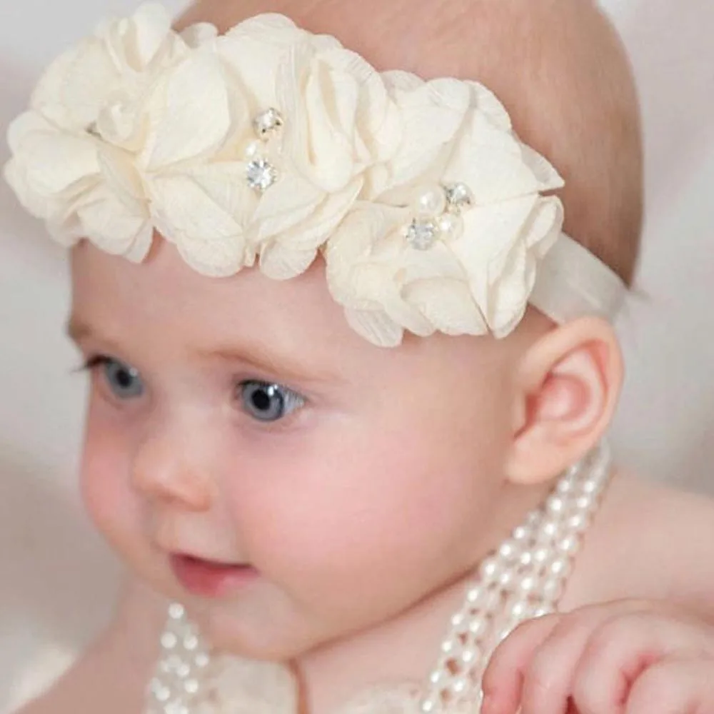 

Lovely Baby Girls Lovely Big Flower Elastic Headband Bandage On The Head Newborn Boutique Soft Solid Hair Accessories Headwear