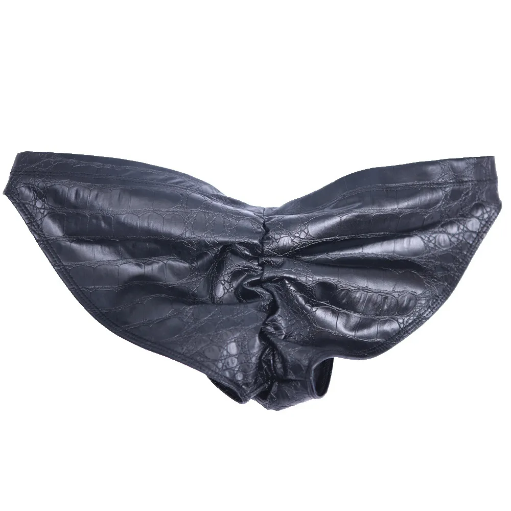 Men Sexy Faux Leather Shorts Low Waist Stylish Black Summer