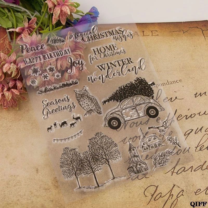 Owl Tree Silicone Clear Seal Stamp DIY Scrapbooking Embossing Photo Album Decor 1NOV9