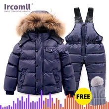 Ircomll Высокое качество сапоги для русской зимы, комплект детской одежды из плотного хлопка пуховое Водонепроницаемый ветрозащитная детская одежда для снежной погоды одежда для катания на лыжах Су