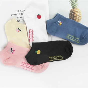 

XPAY Spring Summer Women New Fashion Fruit Pattern Cottton Ankle Short Socks