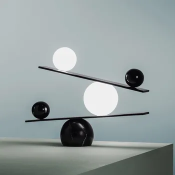 

Modern Simple Very Simple Balance Desk Lamp Hotel Marble Glass Ball Desk Lamp Exhibition Hall Study Room Bedroom Decoration Lamp
