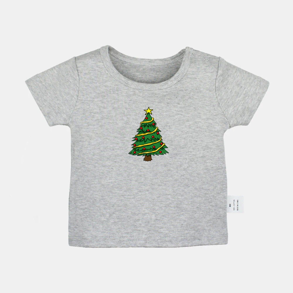 

Christmas Tree Design Newborn Baby T-shirts Merry Christmas Gift Bear Socks Printing Graphic Solid Color Short Sleeve Tee Tops