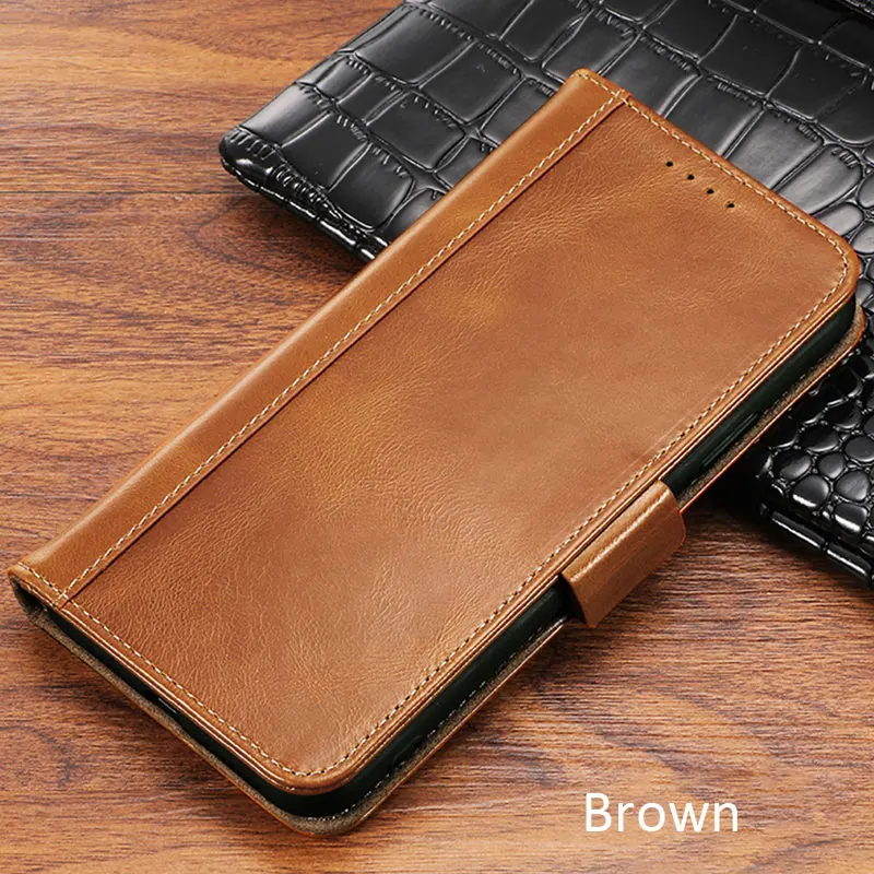 Чехол из натуральной коровьей кожи с масляным воском для iPhone 11 Pro Max Book Wallet - Цвет: Brown