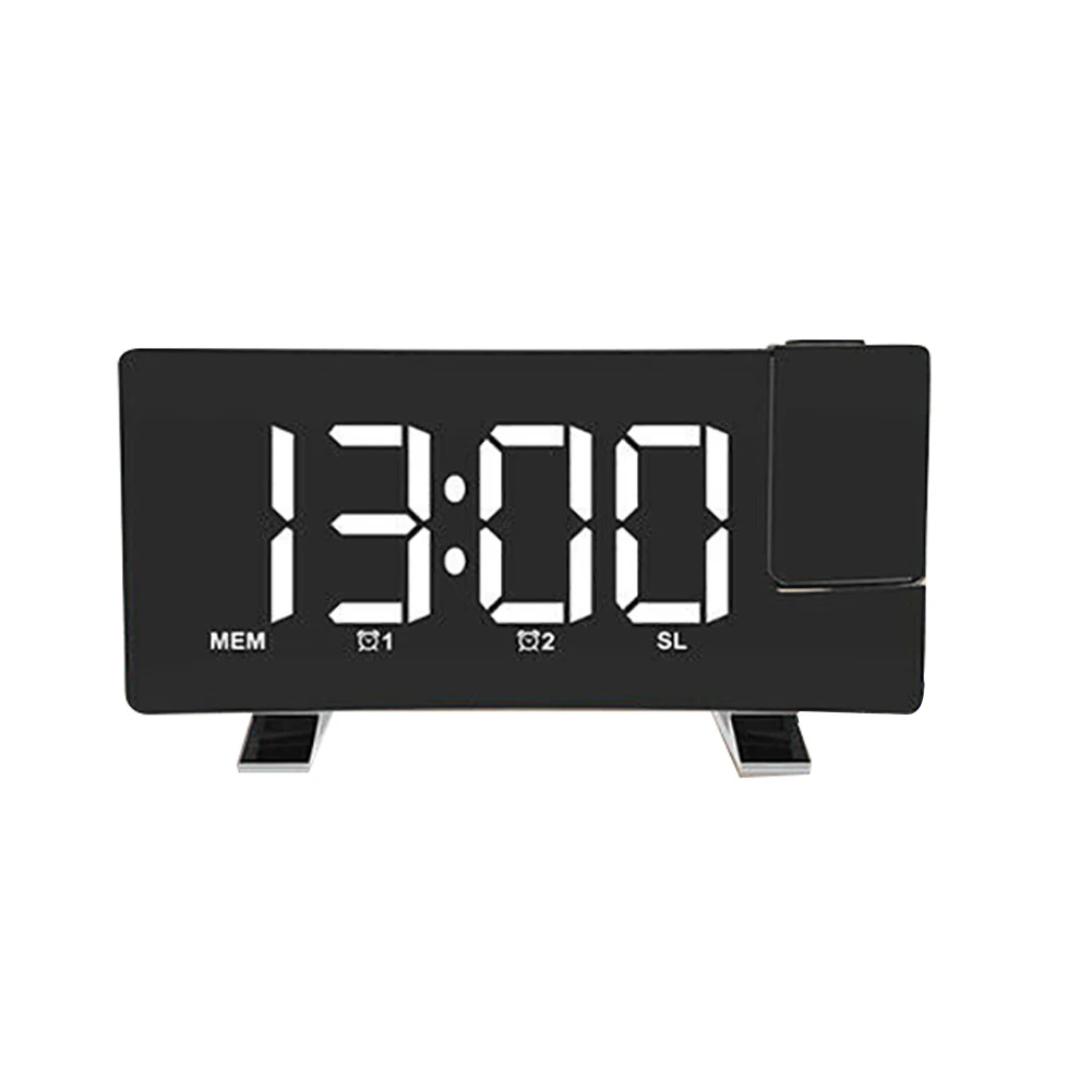

Wake Up Alarm Clock Loud LED Display Multifunction USB Charging Dimming Portable Digital Projection Curved Screen FM Desk Snooze
