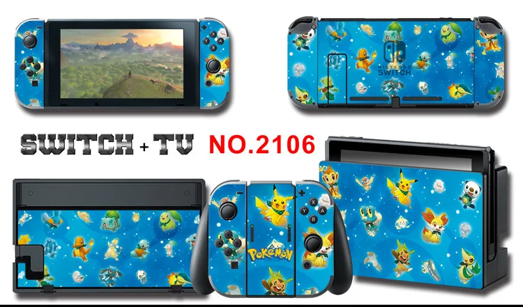 1set New Cute Anime Full Body Sticker for NS Switch Protective Cover Skin Colorful Art for Game Console Joy-Con Controller Decor