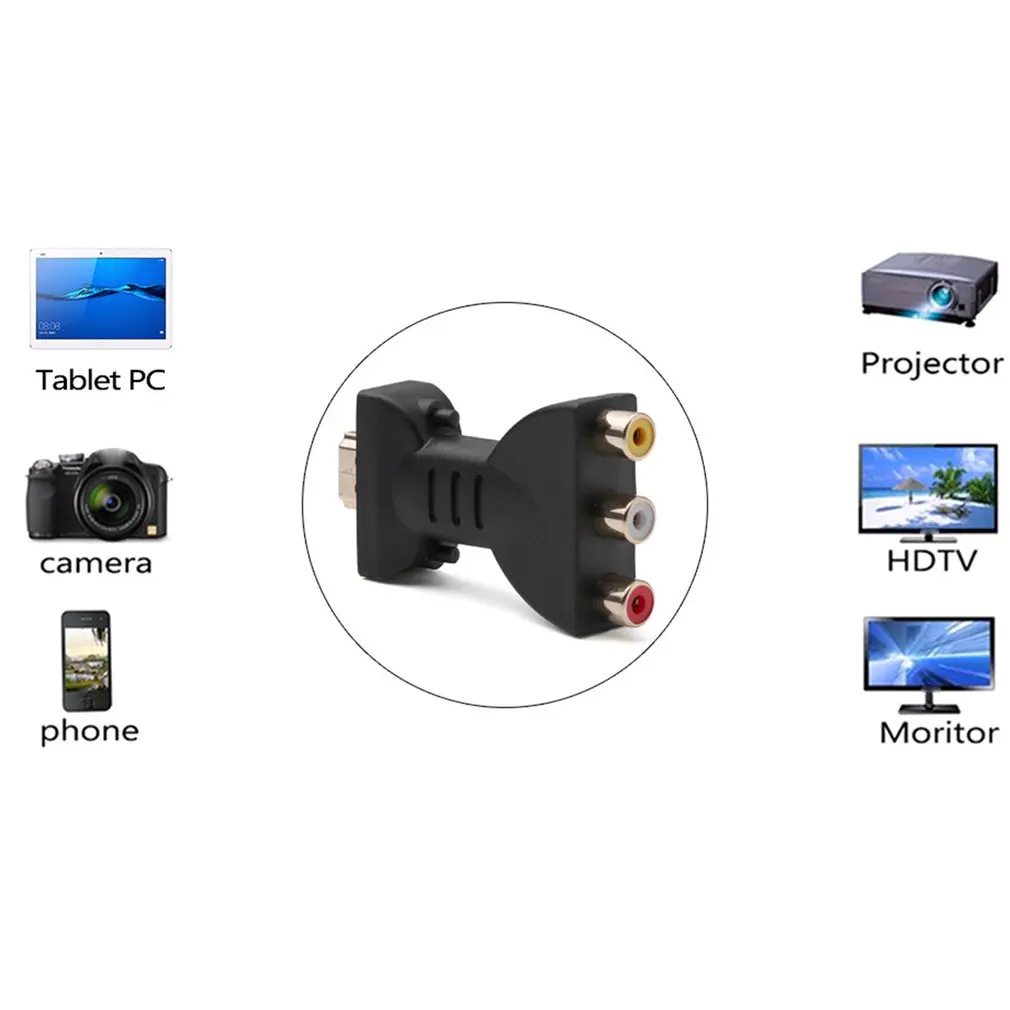 AV Digital Signal HDMI To 3 RCA Audio Adapter Component Converter Video For PC Projector Tablet Computers