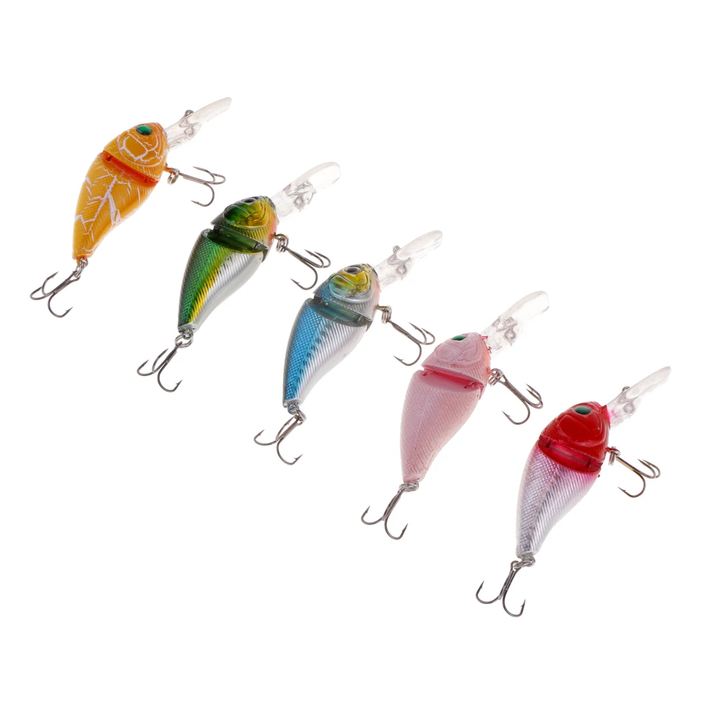 5pcs Plastic Minnow Fishing Lure Floating Artificial Hard Bait Lifelike VIB Jointed Crankbait