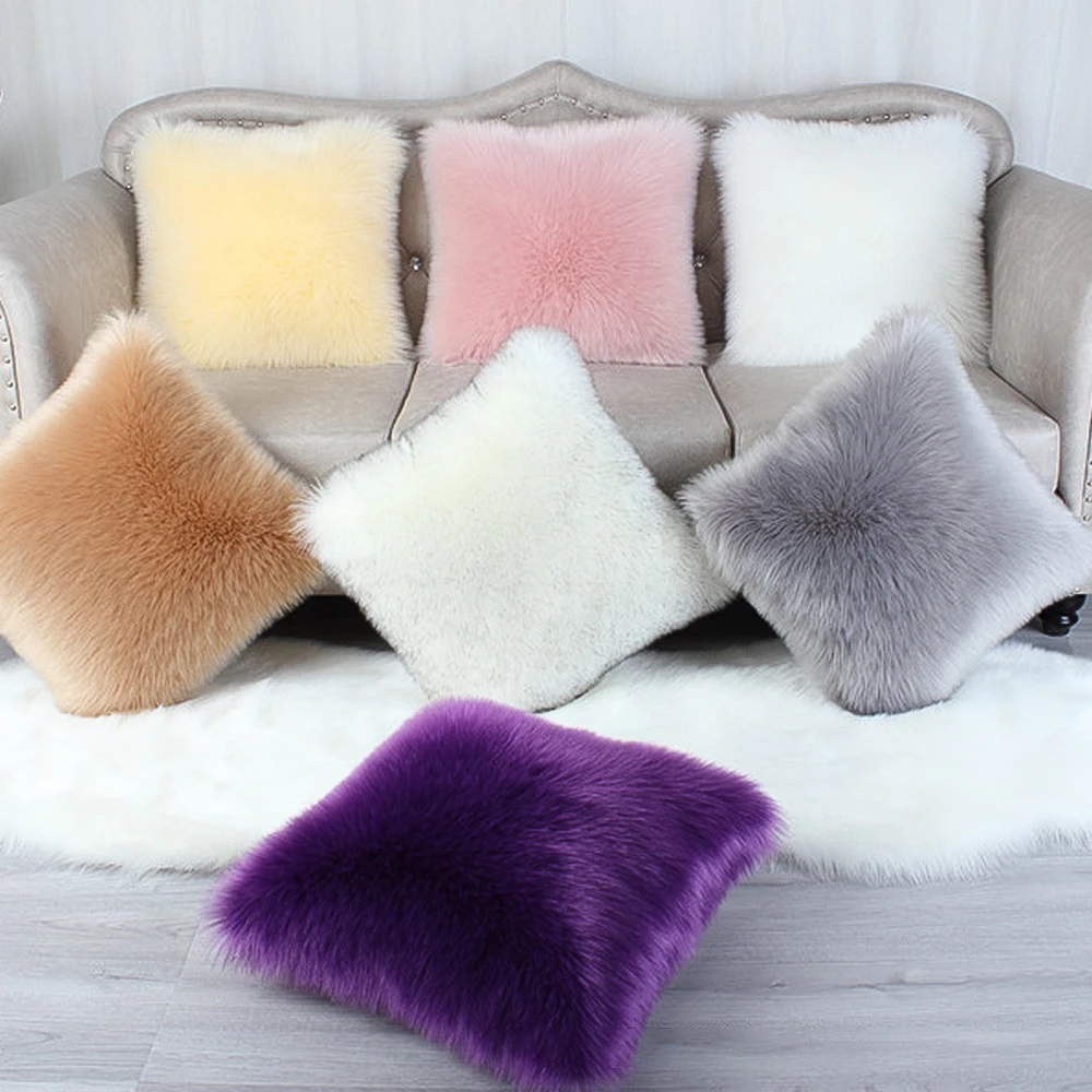 

Soft Cushion Covers Home Decor Plush Throw Faux Wool Hug Pillowcase Washable Bedroom Sofa Fluffy Cover 40x40cm/45x45cm/50x50cm
