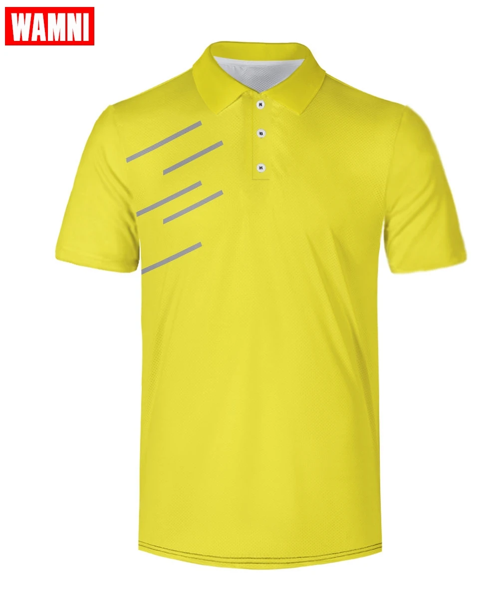 WAMNI теннисная 3D рубашка поло сухая тонкая свободная дышащая повседневная спортивная рубашка с отложным воротником уличная Креативный дизайн поло-рубашка
