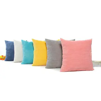 

DishyKooker Simple Solid Color Comfortable Corduroy Decorative Square Throw Pillow without Filling