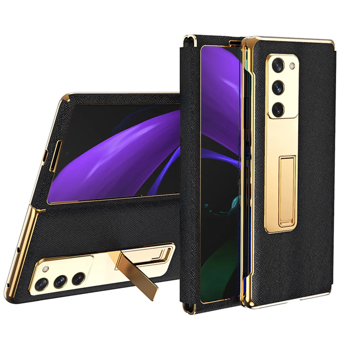 Coque Z Fold2 5G Funda Flip Case For Samsung Galaxy Z Fold 2 Stand PU Leather Shell Phone Case Camera Lens Protector Cover Capa