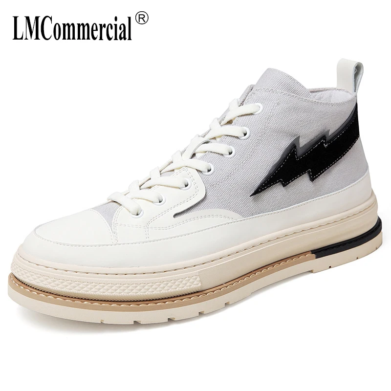 

High-top mens shoes white canvas color matching casual shoes male autumn winter mens casual shoes male breathable sneakers