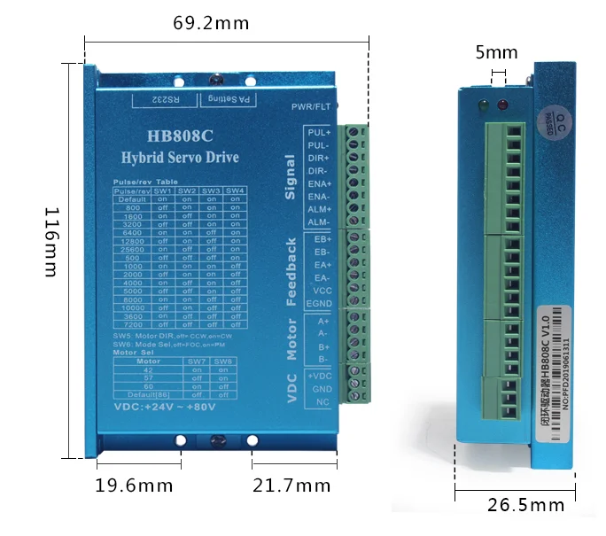 Nema23 замкнутый контур шагового двигателя драйвер 2.2Nm 314Oz. in 57 мм DC DSP 2PH 2NM комплект Hybird кодер Легкий шаг сервопривод для ЧПУ маршрутизатор